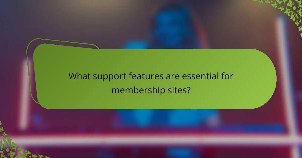 What support features are essential for membership sites?